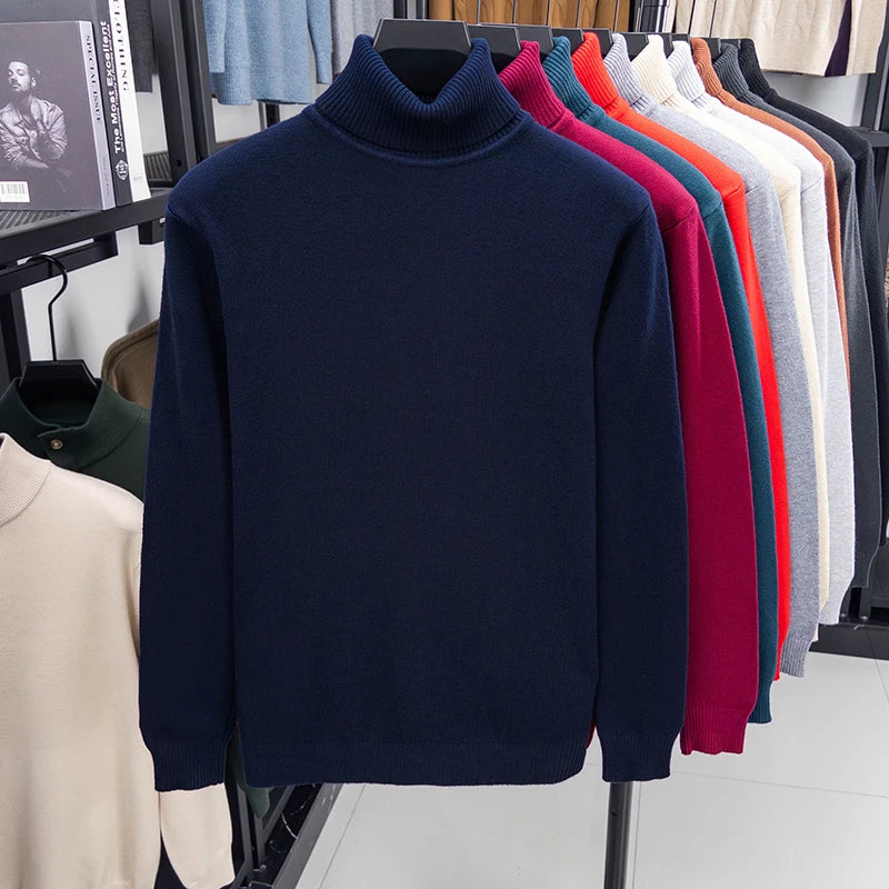High Quality Knitted Turtleneck Sweater Slim Fit Long Sleeve