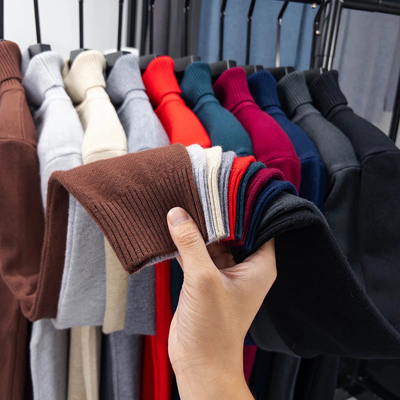 High Quality Knitted Turtleneck Sweater Slim Fit Long Sleeve