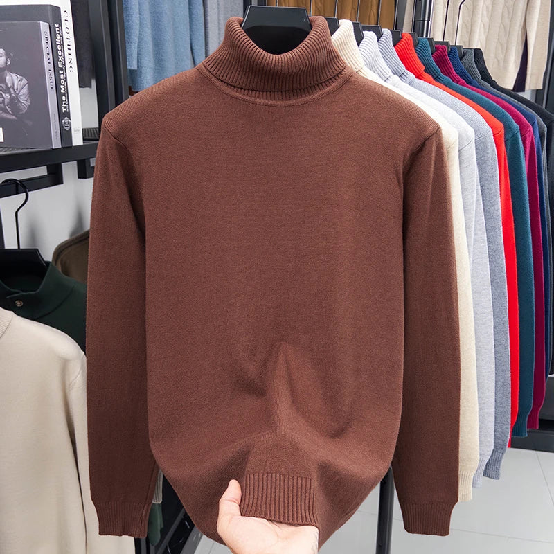 High Quality Knitted Turtleneck Sweater Slim Fit Long Sleeve