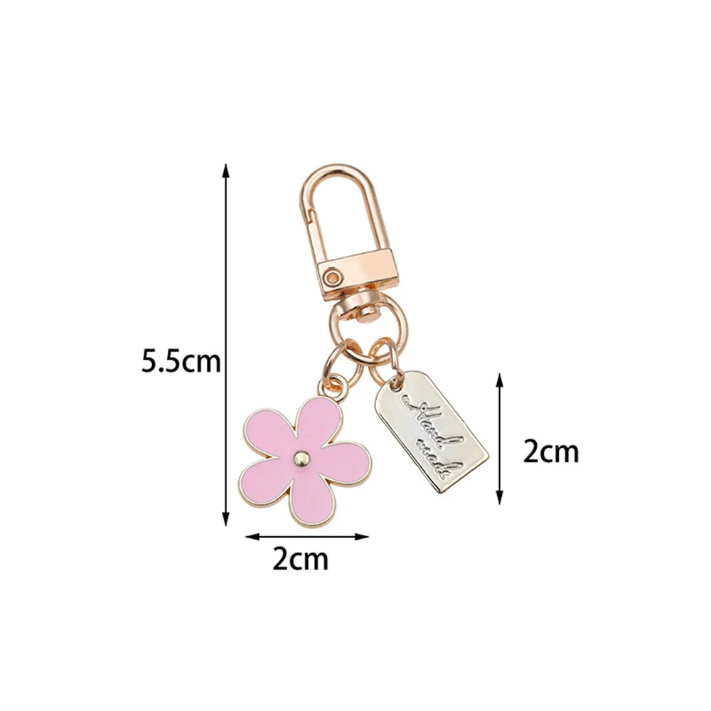 New Colord Enamel Cherry Blossom Keychains Ins Sweet Flower Keyring for Women Car Bag Pendant DIY Handmade Jewelry Gift
