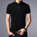 Comfortable Men's Summer Polo Shirts Mandarin Collar Short Sleeve Slim Fit